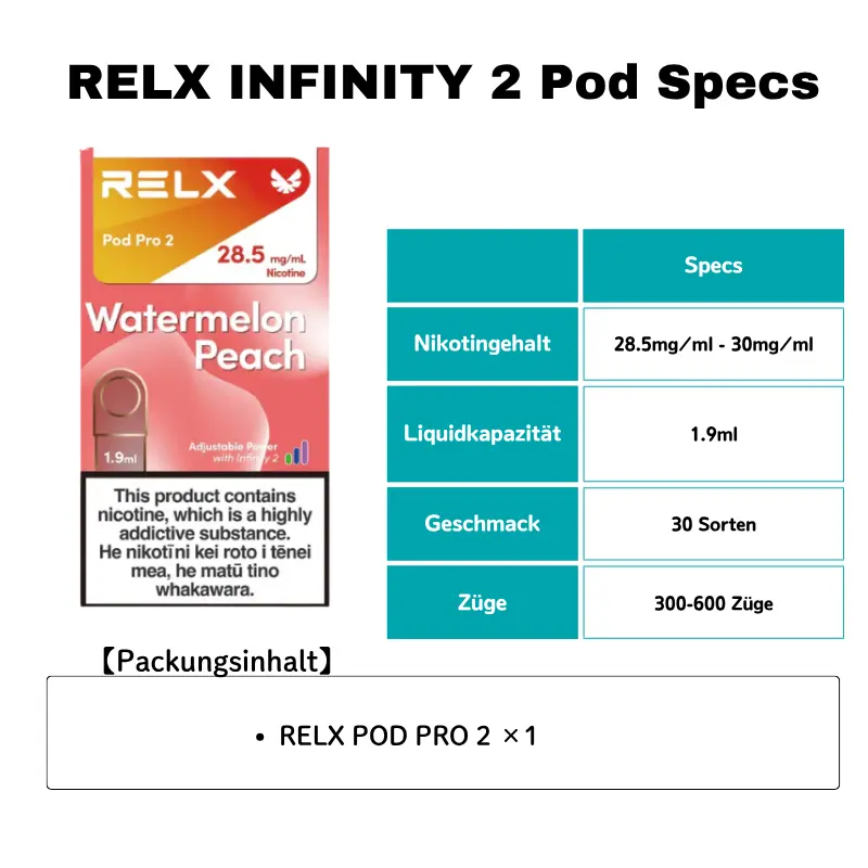 RELX Infinity 2 Pod Specs
